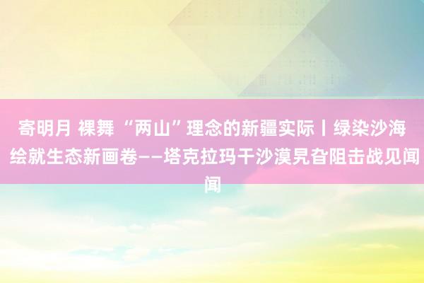 寄明月 裸舞 “两山”理念的新疆实际丨绿染沙海 绘就生态新画卷——塔克拉玛干沙漠旯旮阻击战见闻