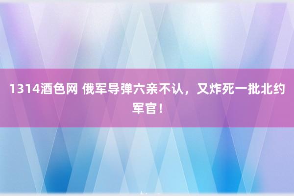 1314酒色网 俄军导弹六亲不认，又炸死一批北约军官！