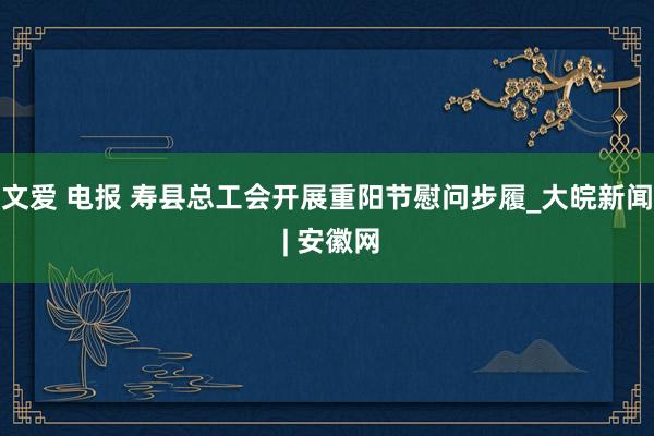 文爱 电报 寿县总工会开展重阳节慰问步履_大皖新闻 | 安徽网