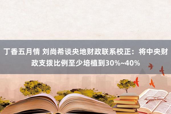 丁香五月情 刘尚希谈央地财政联系校正：将中央财政支拨比例至少培植到30%~40%