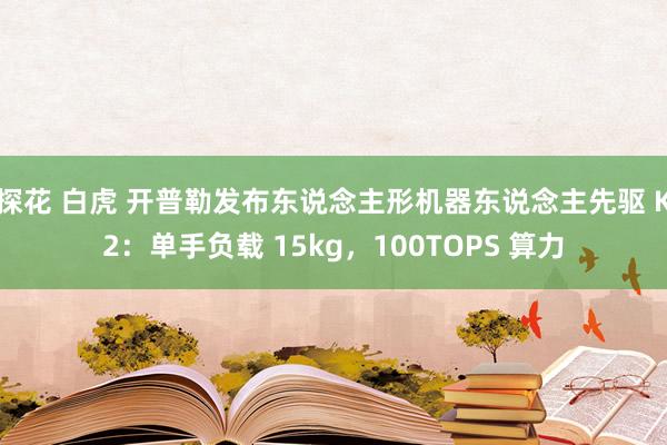 探花 白虎 开普勒发布东说念主形机器东说念主先驱 K2：单手负载 15kg，100TOPS 算力