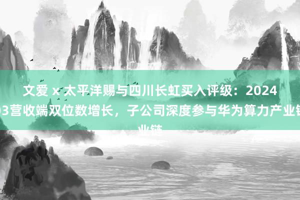 文爱 x 太平洋赐与四川长虹买入评级：2024Q3营收端双位数增长，子公司深度参与华为算力产业链