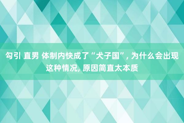 勾引 直男 体制内快成了“犬子国”， 为什么会出现这种情况， 原因简直太本质