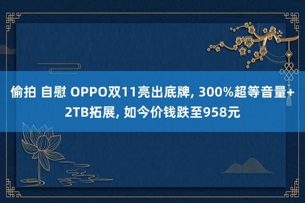 偷拍 自慰 OPPO双11亮出底牌， 300%超等音量+2TB拓展， 如今价钱跌至958元