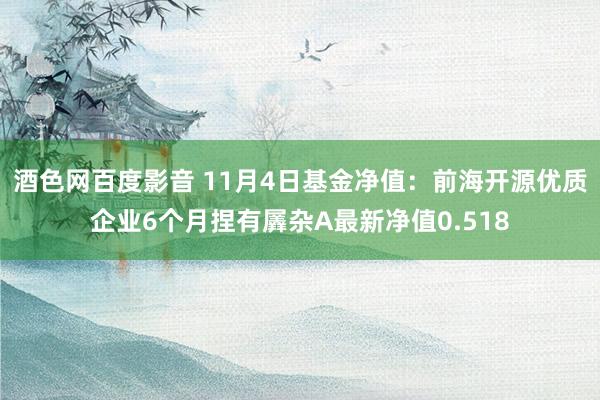 酒色网百度影音 11月4日基金净值：前海开源优质企业6个月捏有羼杂A最新净值0.518