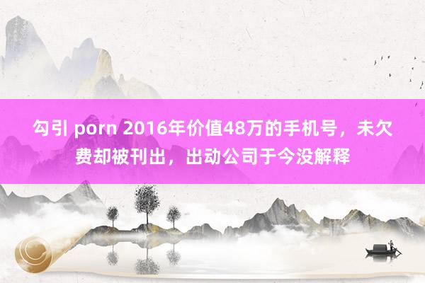 勾引 porn 2016年价值48万的手机号，未欠费却被刊出，出动公司于今没解释