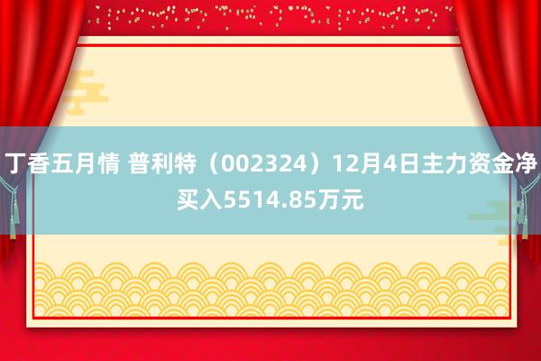 丁香五月情 普利特（002324）12月4日主力资金净买入5514.85万元