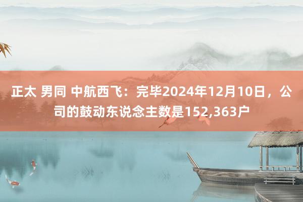 正太 男同 中航西飞：完毕2024年12月10日，公司的鼓动东说念主数是152，363户