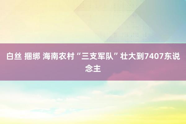 白丝 捆绑 海南农村“三支军队”壮大到7407东说念主