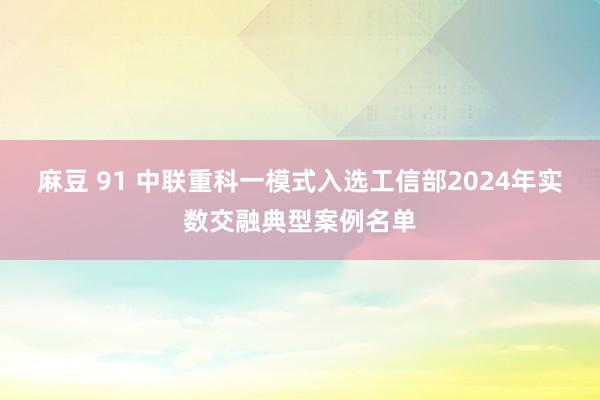 麻豆 91 中联重科一模式入选工信部2024年实数交融典型案例名单